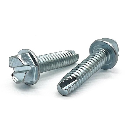 Boltsandnuts.Com Thread Cutting Screw, #10-32 x 1/2 in, Zinc Plated Flange Hex Head Slotted Drive, 100 PK 10F50SHWMSZ/T-100